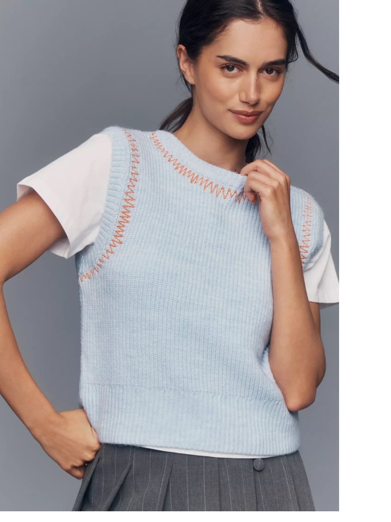Anthropologie Pilcro Twofer Zig-Zag Sweater Vest Size Xxs New With Tag